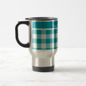 Custom Travel Mug, Aquamarin und White Karo Gingha Reisebecher (Links)