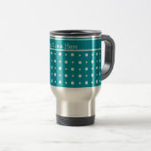 Custom Travel Mug, Polka Dots, White on Aquamarin Reisebecher (VorderseiteRechts)