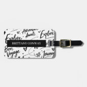 Custom Travel Typography Luggage Tag Gepäckanhänger (Vorderseite horizontal)