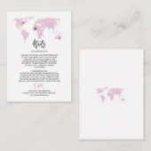 Custom Travel Watercolor Weltkarte Hochzeitdetails Begleitkarte (Vorne/Hinten)