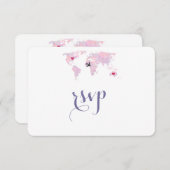 Custom Travel Wedding Watercolor Weltkarte UAWG RSVP Karte (Vorne/Hinten)