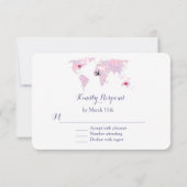 Custom Travel Wedding Watercolor Weltkarte UAWG RSVP Karte (Rückseite)