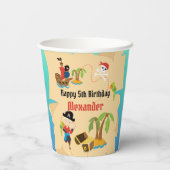 Custom Treasmap Boy Pirate Birthday Party Pappbecher (Rückseite)
