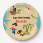 Custom Treasmap Boy Pirate Birthday Party Pappteller (Vorderseite)