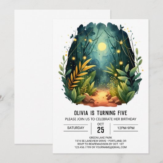 Custom Tree Adventure Woodland Geburtstag Einladung (Vorne/Hinten)