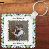 Custom Tree Green Winter Blue Weihnachts-Foto Text Schlüsselanhänger (Rückseite)