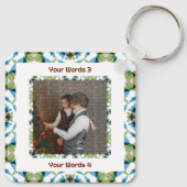 Custom Tree Green Winter Blue Weihnachts-Foto Text Schlüsselanhänger (Rückseite)