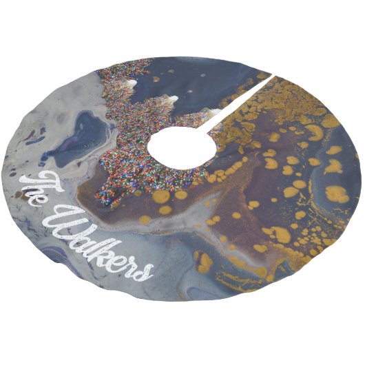 Custom Tree Skirt, Brushed Polyester Polyester Weihnachtsbaumdecke (Schrägansicht)