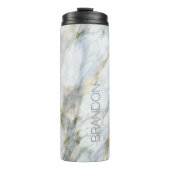 Custom Trendy Blue Gray Brown Marmorstein Textur Thermosbecher (Vorderseite)