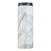 Custom Trendy Blue Gray Brown Marmorstein Textur Thermosbecher (Rückseite)