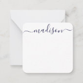 Custom Trendy Blue & White Typografy Name Script Mitteilungskarte (Vorderseite)