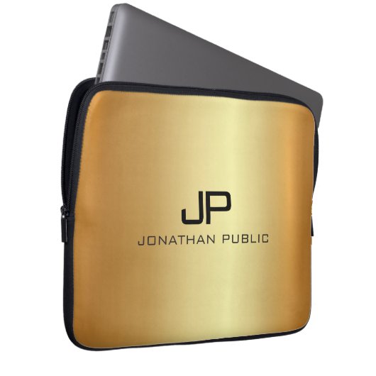 Custom Trendy Elegant Modern Luxe Template Gold Laptopschutzhülle (Vorne Rechts)