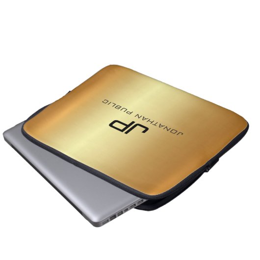 Custom Trendy Elegant Modern Luxe Template Gold Laptopschutzhülle (Vorne Knopf)