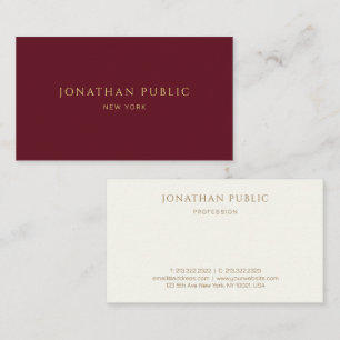 Custom Trendy Elegante Modernes Maroon Roter Luxus Visitenkarte