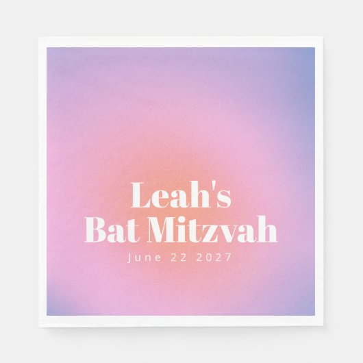 Custom Trendy Gradient Lavender Lila Bat Mitzvah Serviette (Vorderseite)