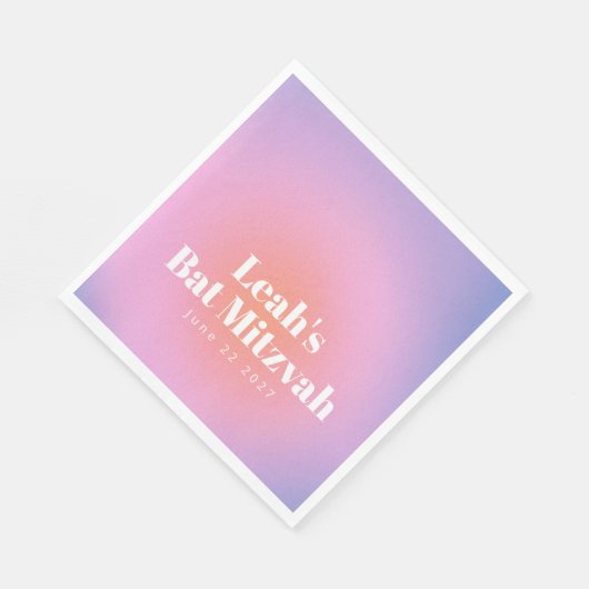 Custom Trendy Gradient Lavender Lila Bat Mitzvah Serviette (Ecke)