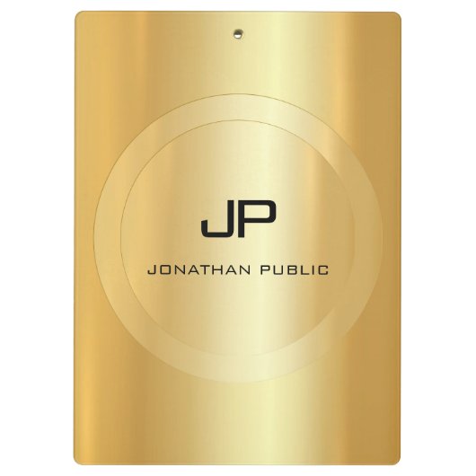 Custom Trendy Imitate Gold Monogram Elegant Classi Klemmbrett (Rückseite)