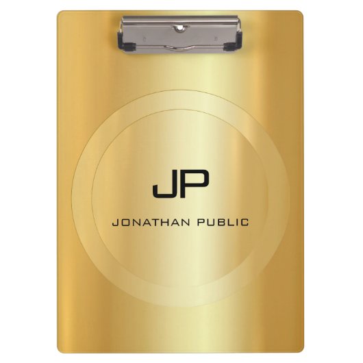 Custom Trendy Imitate Gold Monogram Elegant Classi Klemmbrett (Vorderseite)