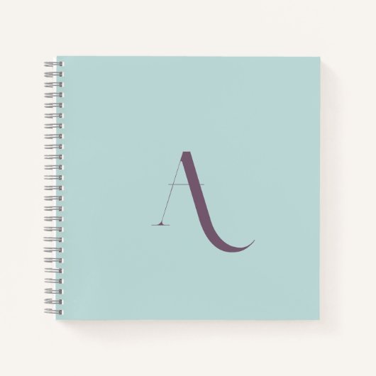 Custom Trendy Initial Name Pastel Blue Typografy Notizblock (Vorderseite)