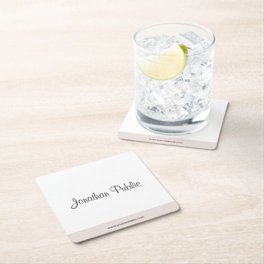 Custom Trendy Moderne Elegant Handschriftlich einf Rechteckiger Pappuntersetzer (Vor Ort)