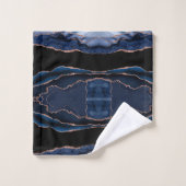 Custom Trendy Navy Blue Agate Rose Gold Glitzer Badhandtuch Set (Waschlappen)