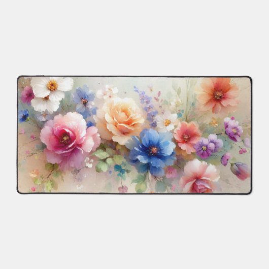 Custom Trendy Stylish Aquarell Flowers Template Schreibtischunterlage (Vorderseite)