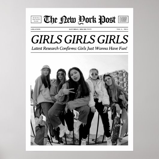 Custom Trendy Zeitung Print Girls haben Spaß Poster (Vorne)