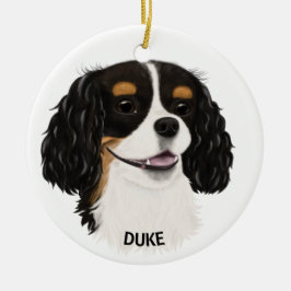 Custom Tri-Colored Cavalier King Spaniel Keramik Ornament
