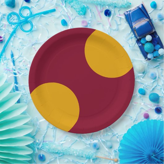 Custom Tri-Gold Maroon Party Plate Pappteller (Party)