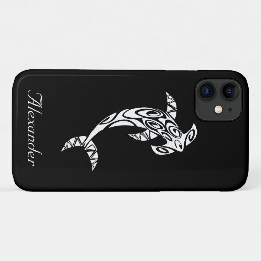 Custom Tribal Hammerhead Shark Illustration Case-Mate iPhone Hülle (Rückseite (Horizontal))