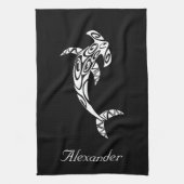 Custom Tribal Hammerhead Shark Illustration Geschirrtuch (Vertikal)