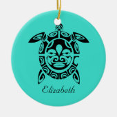 Custom Tribal Mask Sea Turtle Turquoise Keramik Ornament (Vorne)