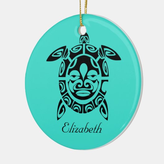 Custom Tribal Mask Sea Turtle Turquoise Keramik Ornament (Links)