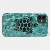 Custom Tribal Sea Turtle Aqua Blue Case-Mate iPhone Hülle (Rückseite (Horizontal))