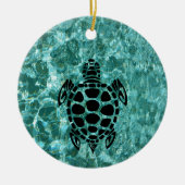 Custom Tribal Sea Turtle Aqua Blue Keramik Ornament (Vorne)
