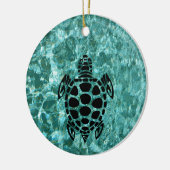 Custom Tribal Sea Turtle Aqua Blue Keramik Ornament (Links)