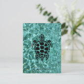 Custom Tribal Sea Turtle Aqua Blue Postkarte (Stehend Vorderseite)