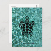 Custom Tribal Sea Turtle Aqua Blue Postkarte (Vorne/Hinten)