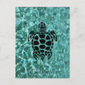 Custom Tribal Sea Turtle Aqua Blue Postkarte (Vorderseite)