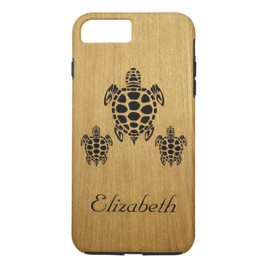 Custom Tribal Sea Turtle Imitats Wood Case-Mate iPhone Hülle (Rückseite)