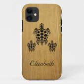 Custom Tribal Sea Turtle Imitats Wood Case-Mate iPhone Hülle (Rückseite)