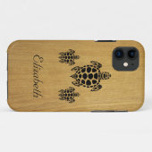 Custom Tribal Sea Turtle Imitats Wood Case-Mate iPhone Hülle (Rückseite (Horizontal))