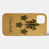 Custom Tribal Sea Turtle Imitats Wood Case-Mate iPhone Hülle (Rückseite (Horizontal))