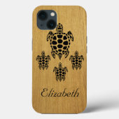 Custom Tribal Sea Turtle Imitats Wood Case-Mate iPhone Hülle (Rückseite)