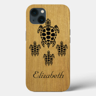 Custom Tribal Sea Turtle Imitats Wood Case-Mate iPhone Hülle