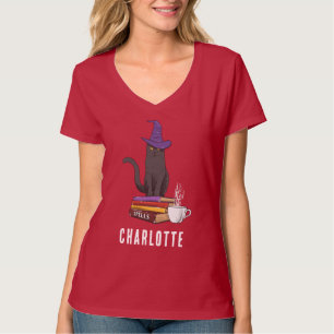 Custom Trick oder behandeln Black Cat Hexe Hallowe T-Shirt