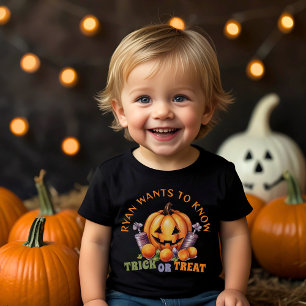 Custom Trick oder Treat Fun Pumpkin Halloween Leck Kleinkind T-shirt