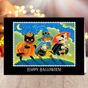 Custom Trick oder Treat Halloween Cat Hexe Karte