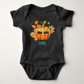 Custom Trick oder Treat Orange Pumpkin Fun Hallowe Baby Strampler (Vorderseite)
