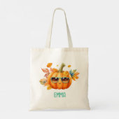 Custom Trick oder Treat Orange Pumpkin Fun Hallowe Tragetasche (Rückseite)